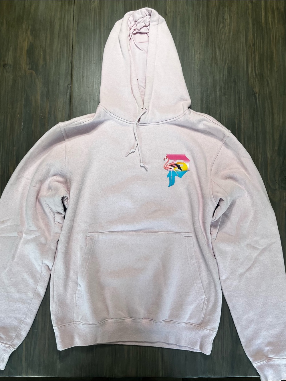 Primitive Pastel Pink Graphic Hoodie with Flamingo Logo